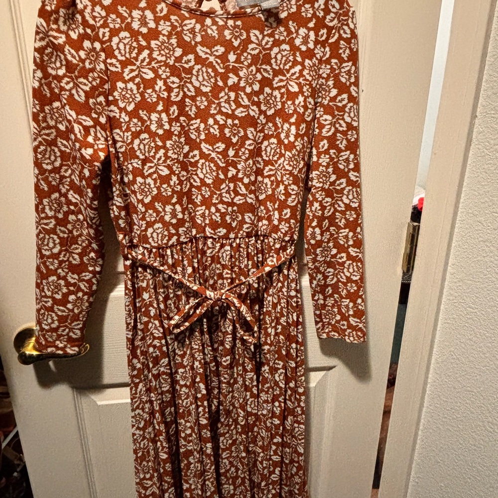 Floral Long Sleeve Dress with Belt